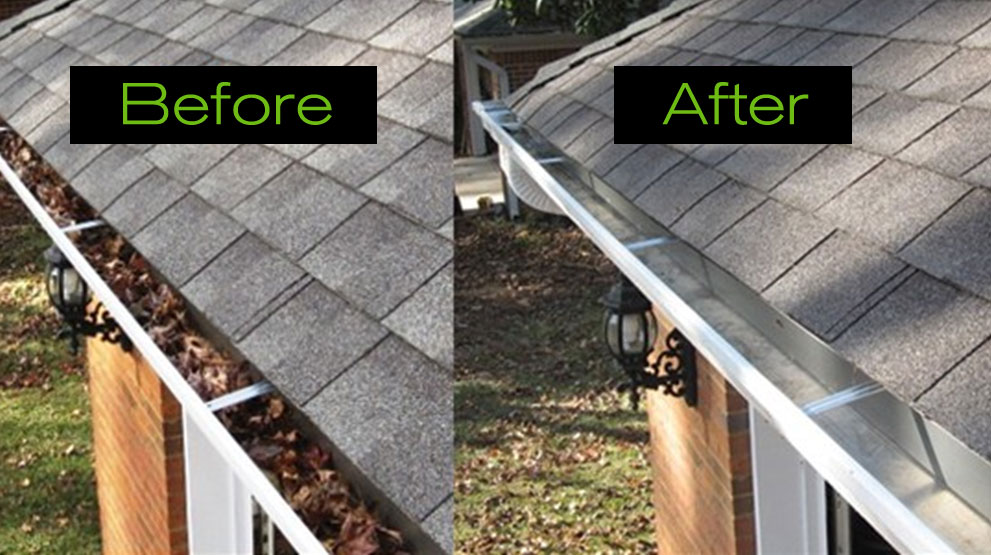 before and after image of gutter cleaning