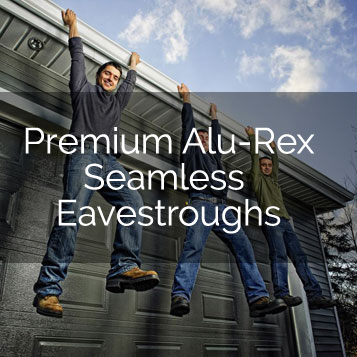 Alu-Rex premium gutter showing how strong it is with 3 men hanging from the gutter